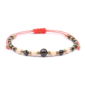 Bransoletka celebrytka czarny TURMALIN HOWLIT HEMATYT ochrona i szczęście